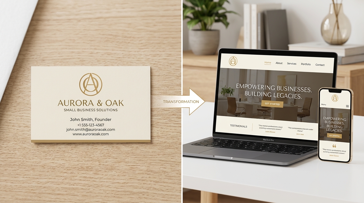 Before and after: a business card transformed into a professional responsive website